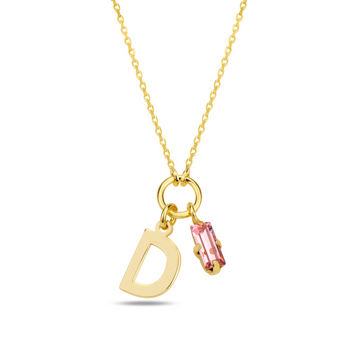 SPES PINK GOLD SWAROVSKI D LETTER NECKLACE